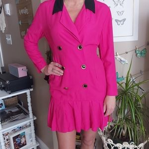 Vintage 80s double breasted blazer mini dress